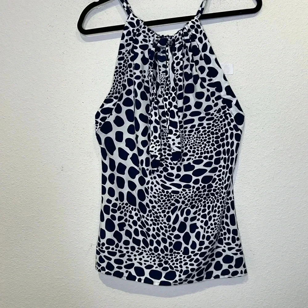 Escapada navy drawstring sleeveless printed small top - Picture 2 of 4